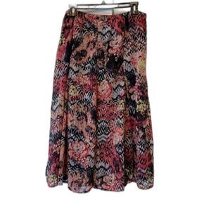 Christopher & Banks, Lined MULTI Floral Skirt, L